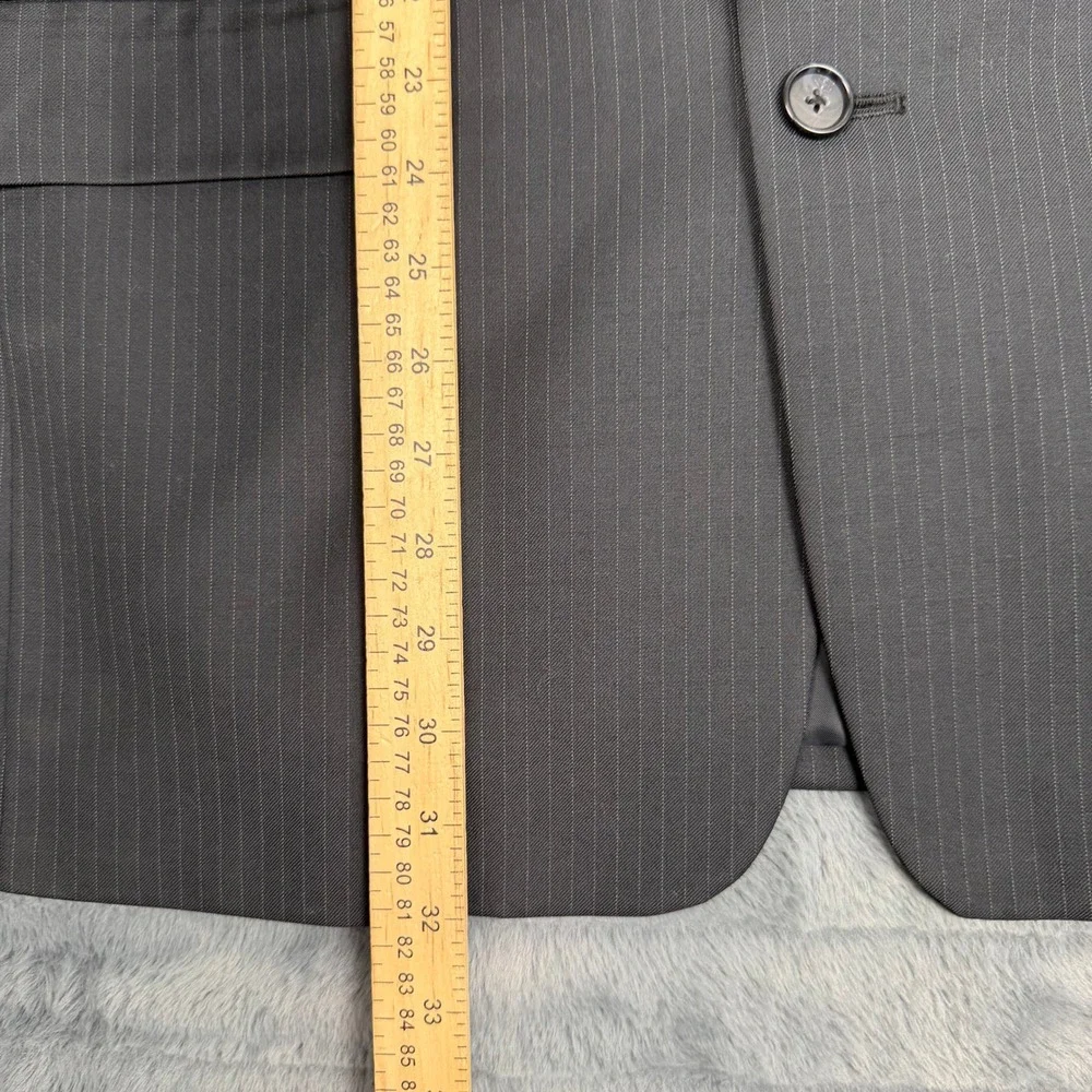 Tasso Elba Mens Pinstripe Blazer 100% Pure New Wool 3-Button Sport Coat Charcoal